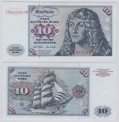 T146199 Banknote 10 DM Deutsche Mark Ro. 270b Schein 2. Jan. 1970 KN CE 0137064 Q