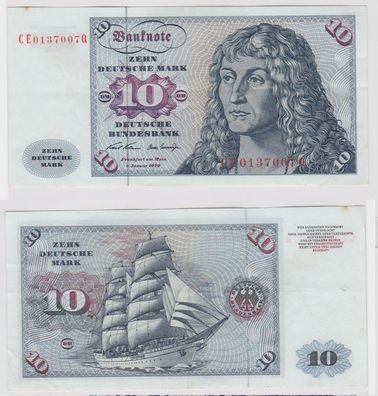 T147189 Banknote 10 DM Deutsche Mark Ro. 270b Schein 2. Jan. 1970 KN CE 0137007 Q