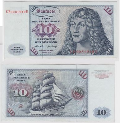 T147245 Banknote 10 DM Deutsche Mark Ro. 270b Schein 2. Jan. 1970 KN CE 9981949 U