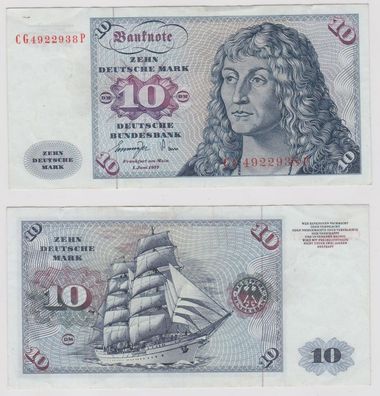 T147187 Banknote 10 DM Deutsche Mark Ro. 275a Schein 1. Juni 1977 KN CG 4922938 P