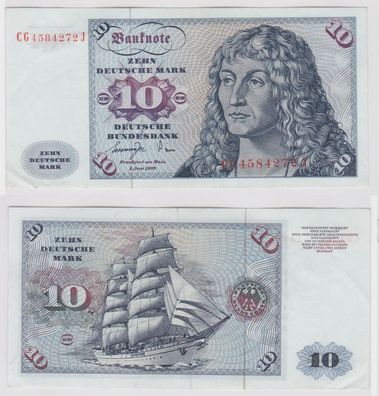 T147234 Banknote 10 DM Deutsche Mark Ro. 275a Schein 1. Juni 1977 KN CG 4584272 J