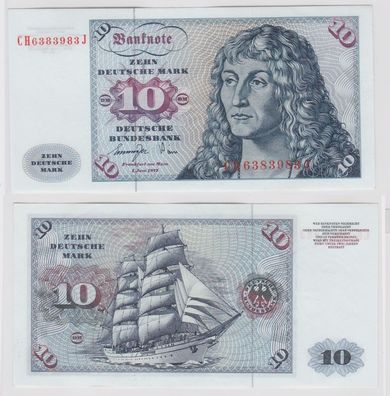 T147159 Banknote 10 DM Deutsche Mark Ro. 275a Schein 1. Juni 1977 KN CH 6383983 J