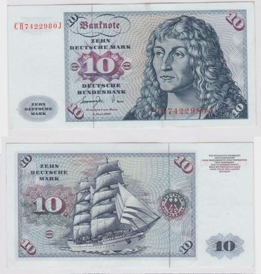 T147160 Banknote 10 DM Deutsche Mark Ro. 275a Schein 1. Juni 1977 KN CH 7422980 J