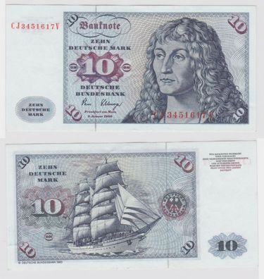 T146516 Banknote 10 DM Deutsche Mark Ro. 286a Schein 2. Jan. 1980 KN CJ 3451617 V
