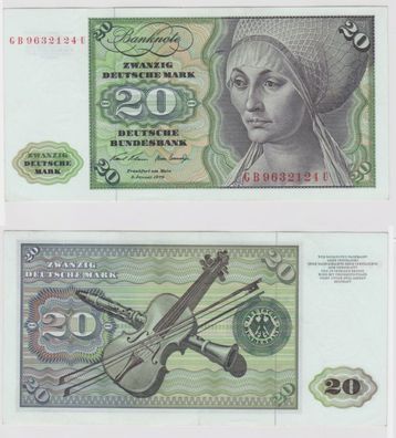 T144503 Banknote 20 DM Deutsche Mark Ro. 271a Schein 2. Jan. 1970 KN GB 9632124 U