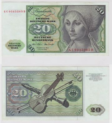 T144432 Banknote 20 DM Deutsche Mark Ro. 271a Schein 2. Jan. 1970 KN GC 9345265 D
