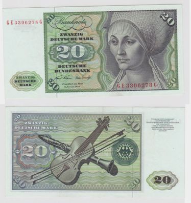 T145225 Banknote 20 DM Deutsche Mark Ro. 271b Schein 2. Jan. 1970 KN GE 3396278 G