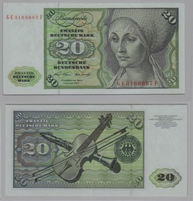 T145361 Banknote 20 DM Deutsche Mark Ro. 271b Schein 2. Jan. 1970 KN GE 3168687 F