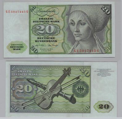 T145513 Banknote 20 DM Deutsche Mark Ro. 271b Schein 2. Jan. 1970 KN GE 5047445 G