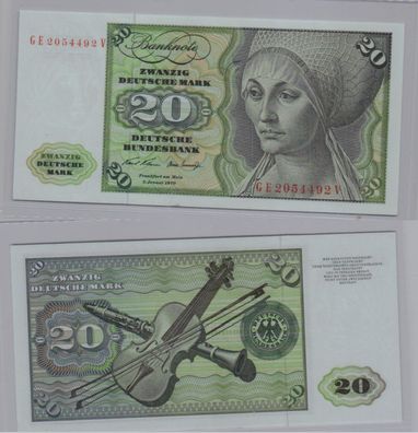 T145367 Banknote 20 DM Deutsche Mark Ro. 271b Schein 2. Jan. 1970 KN GE 2054492 V
