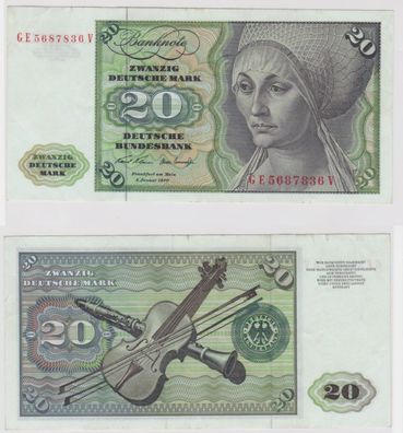 T145239 Banknote 20 DM Deutsche Mark Ro. 271b Schein 2. Jan. 1970 KN GE 5687836 V