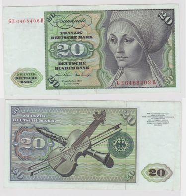 T145234 Banknote 20 DM Deutsche Mark Ro. 271b Schein 2. Jan. 1970 KN GE 6468402 H