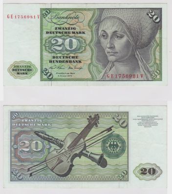 T145223 Banknote 20 DM Deutsche Mark Ro. 271b Schein 2. Jan. 1970 KN GE 1756981 V