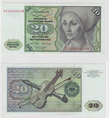 T145876 Banknote 20 DM Deutsche Mark Ro. 271b Schein 2. Jan. 1970 KN GE 0214218 H