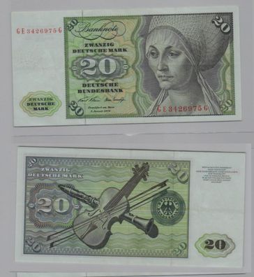 T145435 Banknote 20 DM Deutsche Mark Ro. 271b Schein 2. Jan. 1970 KN GE 3426975 G