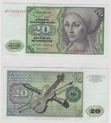 T145368 Banknote 20 DM Deutsche Mark Ro. 271b Schein 2. Jan. 1970 KN GE 7655129 F