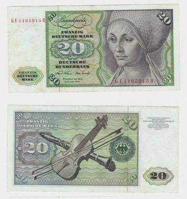 T145413 Banknote 20 DM Deutsche Mark Ro. 271b Schein 2. Jan. 1970 KN GE 1165915 H