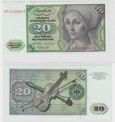 T145410 Banknote 20 DM Deutsche Mark Ro. 271b Schein 2. Jan. 1970 KN GF 3112346 C