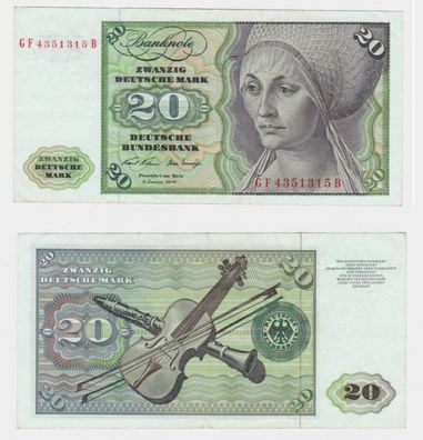 T145572 Banknote 20 DM Deutsche Mark Ro. 271b Schein 2. Jan. 1970 KN GF 4351315 B