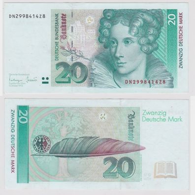 T146526 Banknote 20 DM Deutsche Mark Ro. 304a Schein 1. Okt. 1993 KN DN 2998414Z8