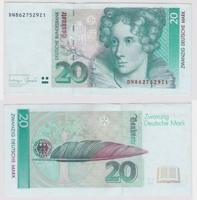 T146366 Banknote 20 DM Deutsche Mark Ro. 304a Schein 1. Okt. 1993 KN DN 8627529Z1