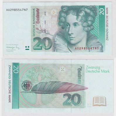 T146563 Banknote 20 DM Deutsche Mark Ro. 298a Schein 1. Aug. 1991 KN AU 2985547N7