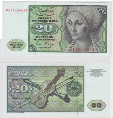 T147599 Banknote 20 DM Deutsche Mark Ro. 287a Schein 2. Jan. 1980 KN GK 7819853 N
