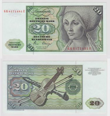 T147301 Banknote 20 DM Deutsche Mark Ro. 287a Schein 2. Jan. 1980 KN GK 8171481 E