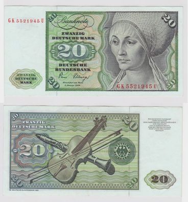 T147222 Banknote 20 DM Deutsche Mark Ro. 287a Schein 2. Jan. 1980 KN GK 5521945 U