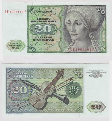 T144341 Banknote 20 DM Deutsche Mark Ro. 287a Schein 2. Jan. 1980 KN GK 4968104 F