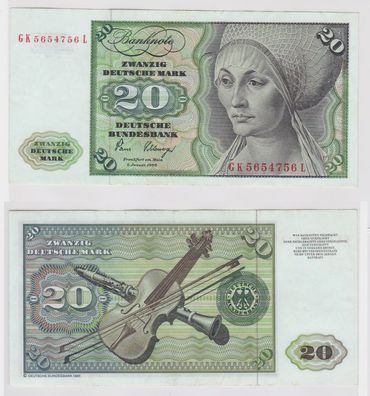 T146841 Banknote 20 DM Deutsche Mark Ro. 287a Schein 2. Jan. 1980 KN GK 5654756 L
