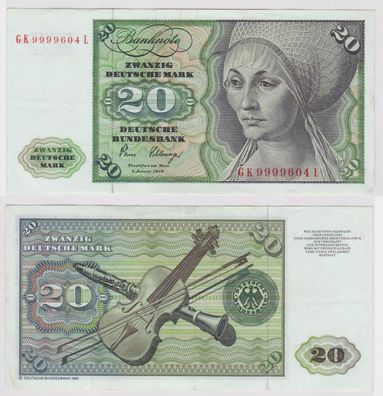 T146853 Banknote 20 DM Deutsche Mark Ro. 287a Schein 2. Jan. 1980 KN GK 9999604 L