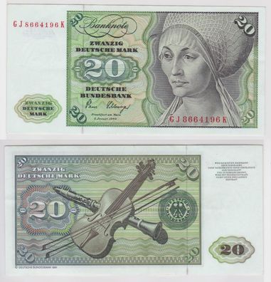 T146861 Banknote 20 DM Deutsche Mark Ro. 287a Schein 2. Jan. 1980 KN GJ 8664196 K