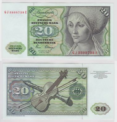 T146804 Banknote 20 DM Deutsche Mark Ro. 287a Schein 2. Jan. 1980 KN GJ 3808738 E