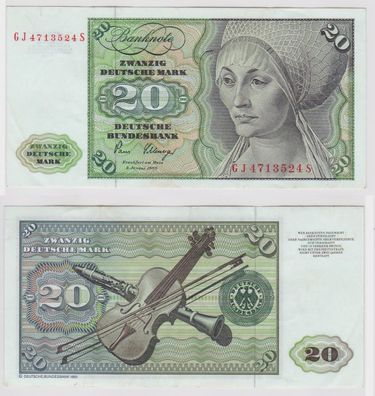 T146901 Banknote 20 DM Deutsche Mark Ro. 287a Schein 2. Jan. 1980 KN GJ 4713524 S