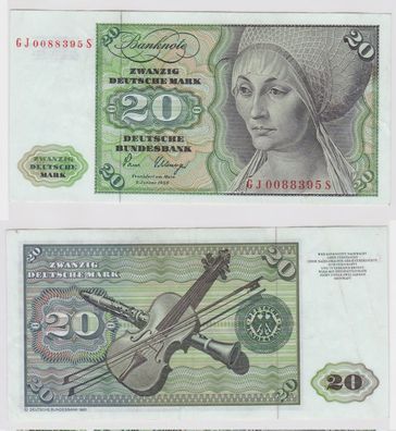 T147571 Banknote 20 DM Deutsche Mark Ro. 287a Schein 2. Jan. 1980 KN GJ 0088395 S