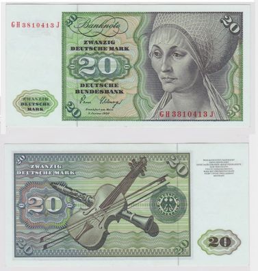 T142104 Banknote 20 DM Deutsche Mark Ro. 282a Schein 2. Jan. 1980 KN GH 3810413 J