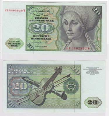 T147598 Banknote 20 DM Deutsche Mark Ro. 276a Schein 1. Juni 1977 KN GF 2802932 W