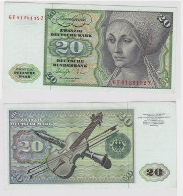 T147007 Banknote 20 DM Deutsche Mark Ro. 276a Schein 1. Juni 1977 KN GF 8128132 Z