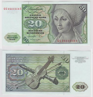 T147176 Banknote 20 DM Deutsche Mark Ro. 276a Schein 1. Juni 1977 KN GG 2441513 S