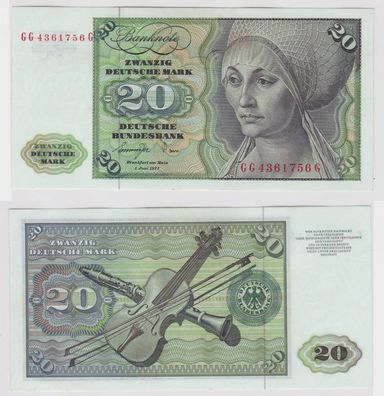 T147025 Banknote 20 DM Deutsche Mark Ro. 276a Schein 1. Juni 1977 KN GG 4361756 G