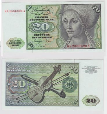 T147219 Banknote 20 DM Deutsche Mark Ro. 276a Schein 1. Juni 1977 KN GG 2880320 A