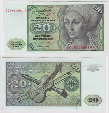 T146978 Banknote 20 DM Deutsche Mark Ro. 276a Schein 1. Juni 1977 KN GG 0265261 G