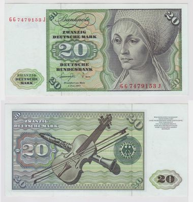 T146830 Banknote 20 DM Deutsche Mark Ro. 276a Schein 1. Juni 1977 KN GG 7479153 J