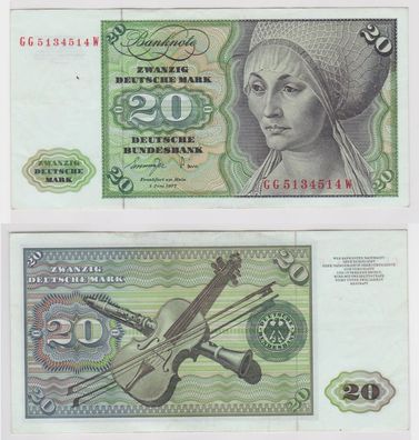 T147317 Banknote 20 DM Deutsche Mark Ro. 276a Schein 1. Juni 1977 KN GG 5134514 W