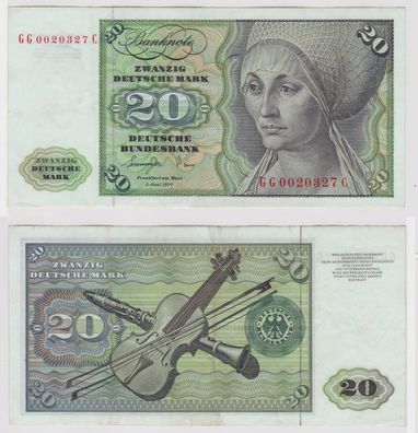T146855 Banknote 20 DM Deutsche Mark Ro. 276a Schein 1. Juni 1977 KN GG 0020327 C