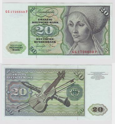 T147250 Banknote 20 DM Deutsche Mark Ro. 276a Schein 1. Juni 1977 KN GG 1726689 P