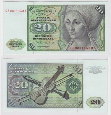 T147811 Banknote 20 DM Deutsche Mark Ro. 271b Schein 2. Jan. 1970 KN GF 3611153 B