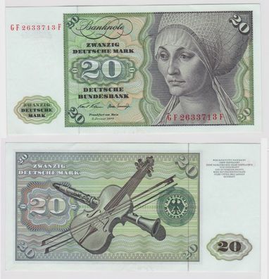 T114451 Banknote 20 DM Deutsche Mark Ro. 271b Schein 2. Jan. 1970 KN GF 2633713 F