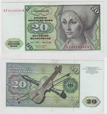 T147163 Banknote 20 DM Deutsche Mark Ro. 271b Schein 2. Jan. 1970 KN GF 0119138 B